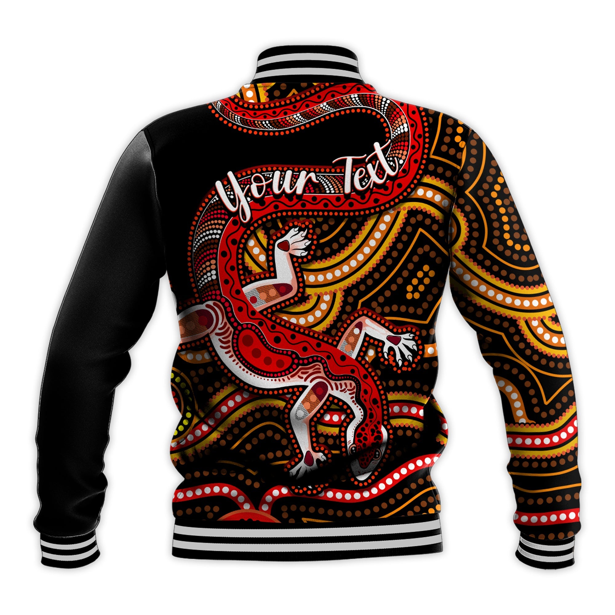 custom-personalised-aboriginal-art-lizard-baseball-jacket-you-are-number-one