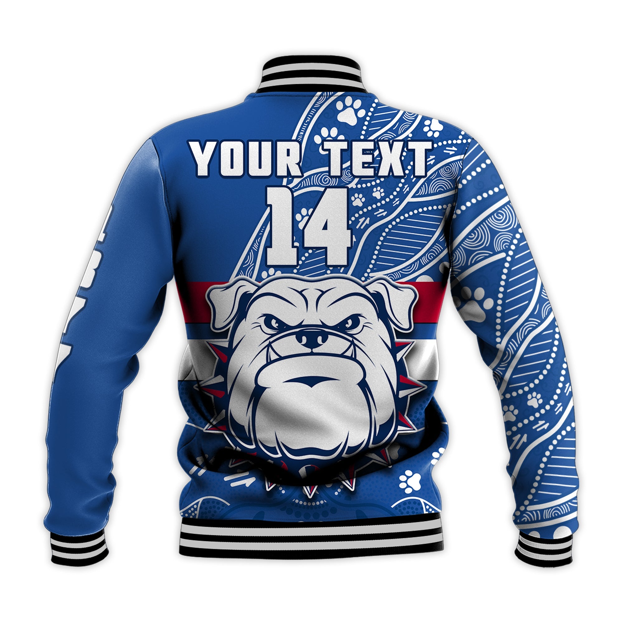 custom-text-and-number-bulldogs-football-baseball-jacket-scraggers-1877-aboriginal-dot-painting-newest-version