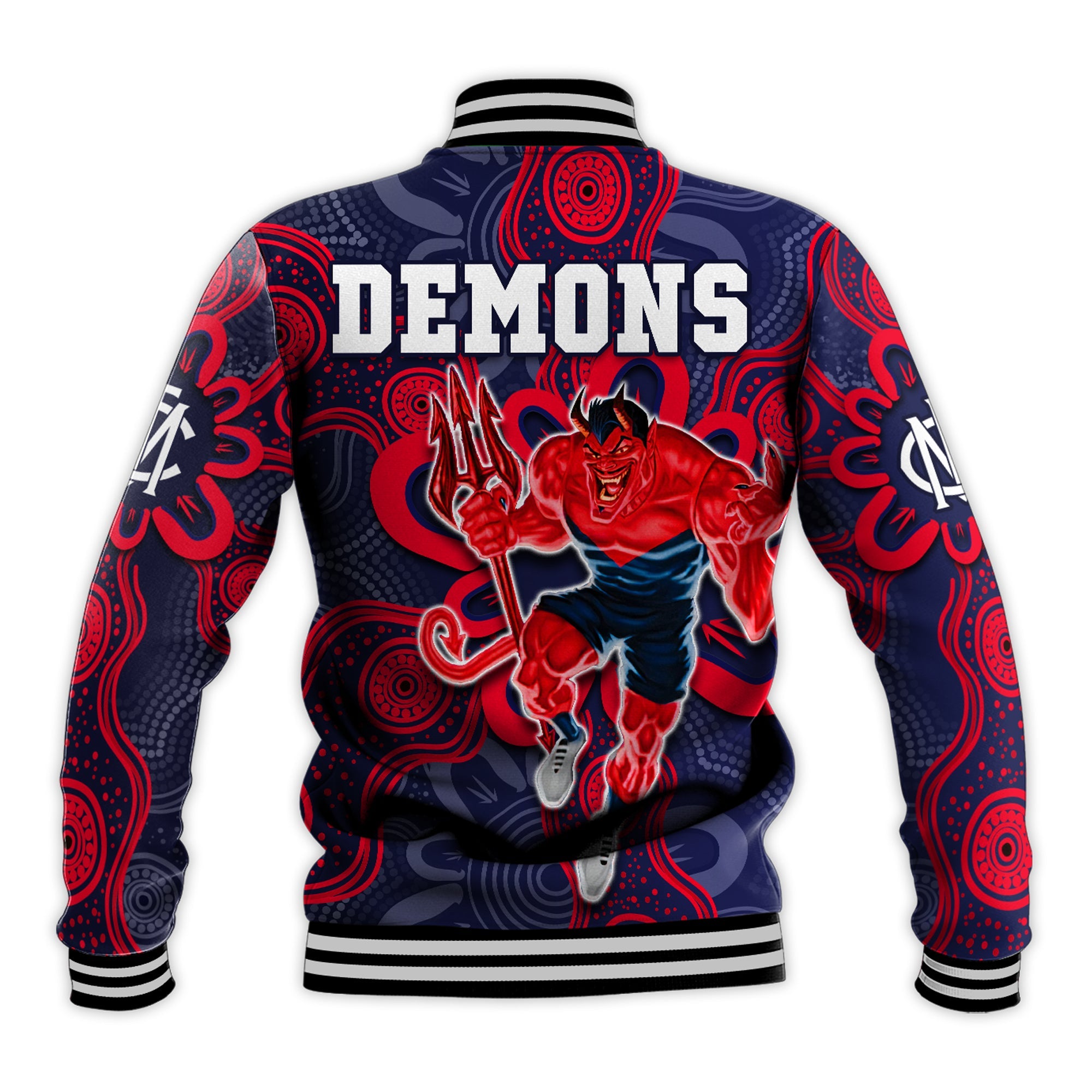 demons-football-2022-baseball-jacket-australian-aboriginal-dot-painting