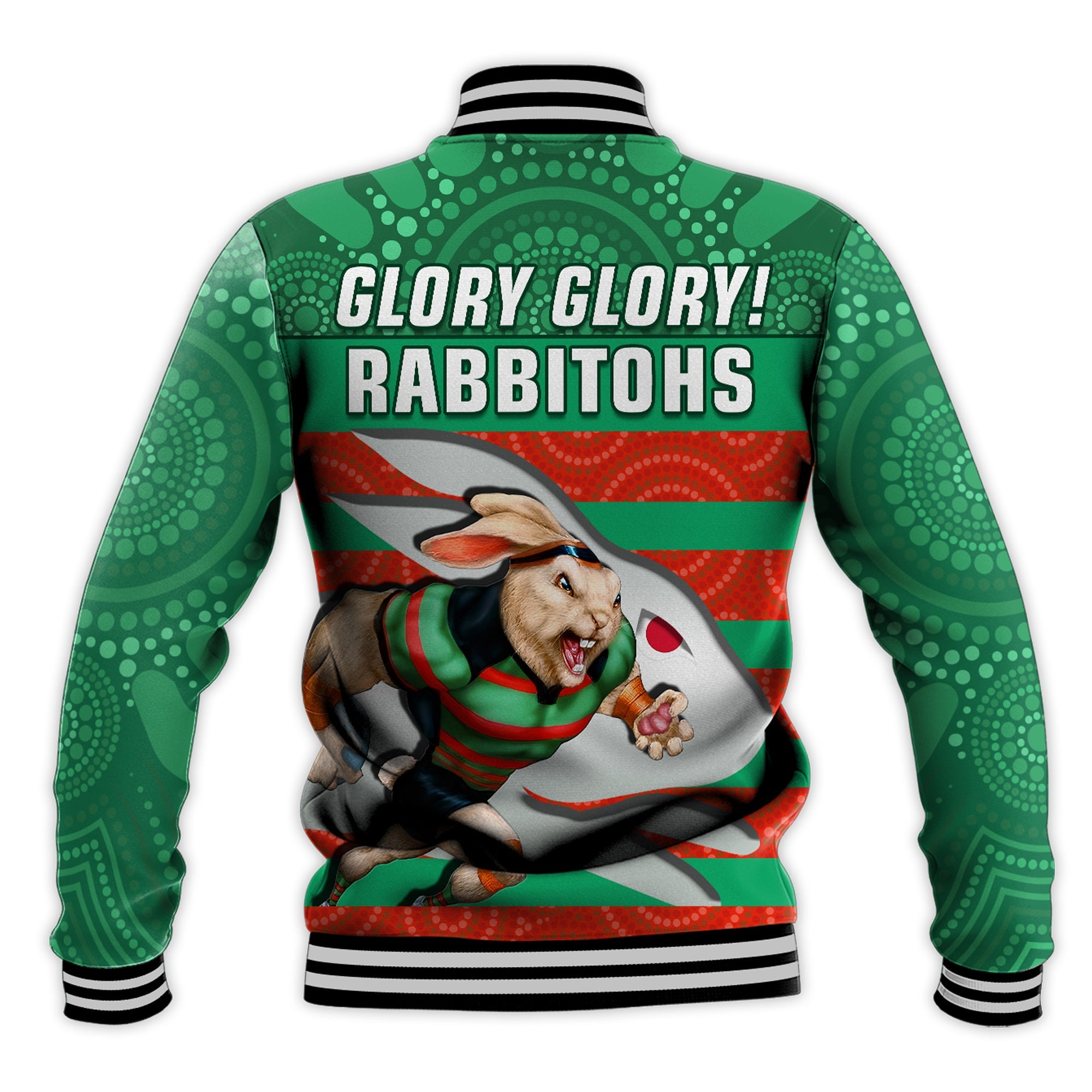 rabbitohs-rugby-baseball-jacket-aboriginal-dot-painting-glory-glory-sporty-style