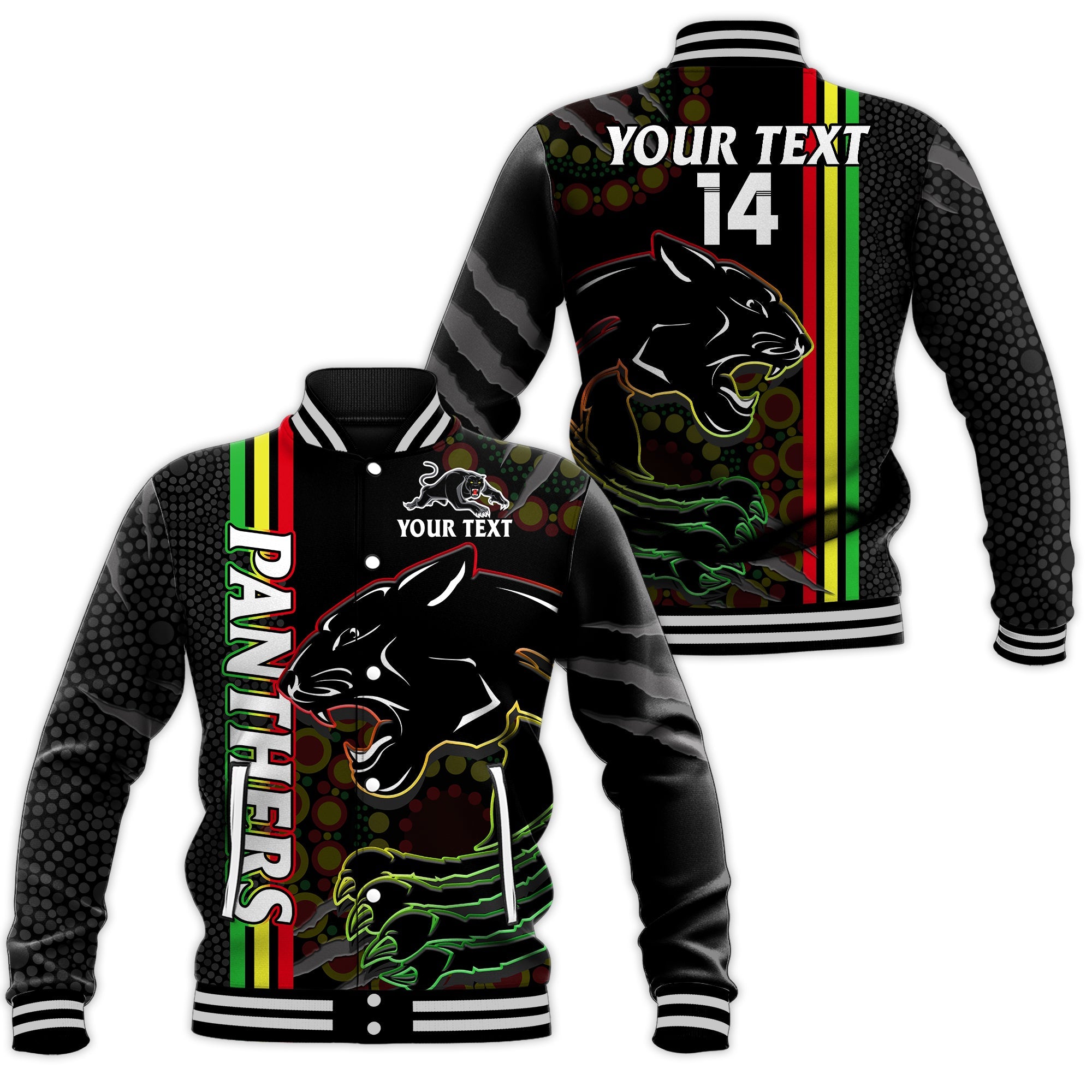 custom-text-and-number-penrith-panthers-rugby-baseball-jacket-the-mountain-men-aboriginal-art-dynamic