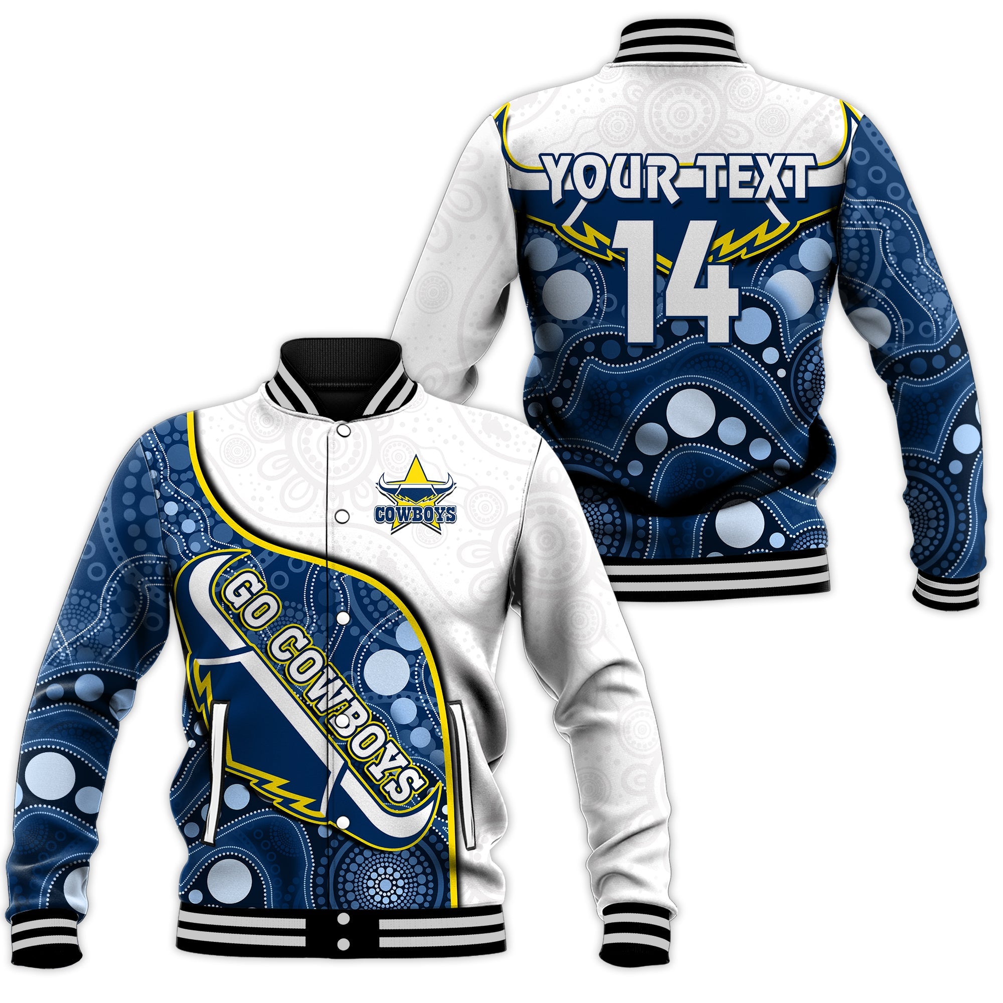 custom-text-and-number-cowboys-rugby-baseball-jacket-indigenous-pattern-2022-premiers-sporty-style