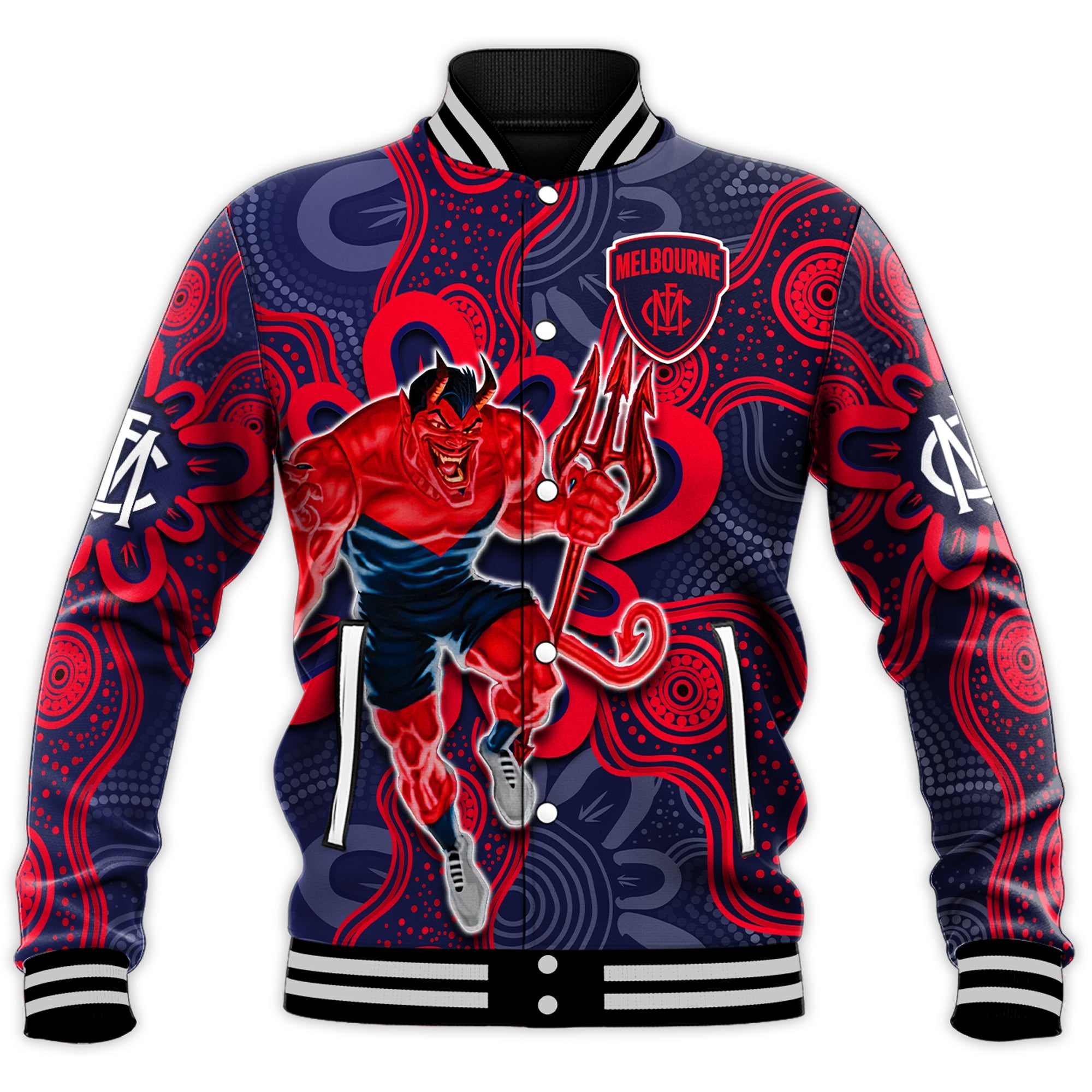 demons-football-2022-baseball-jacket-australian-aboriginal-dot-painting