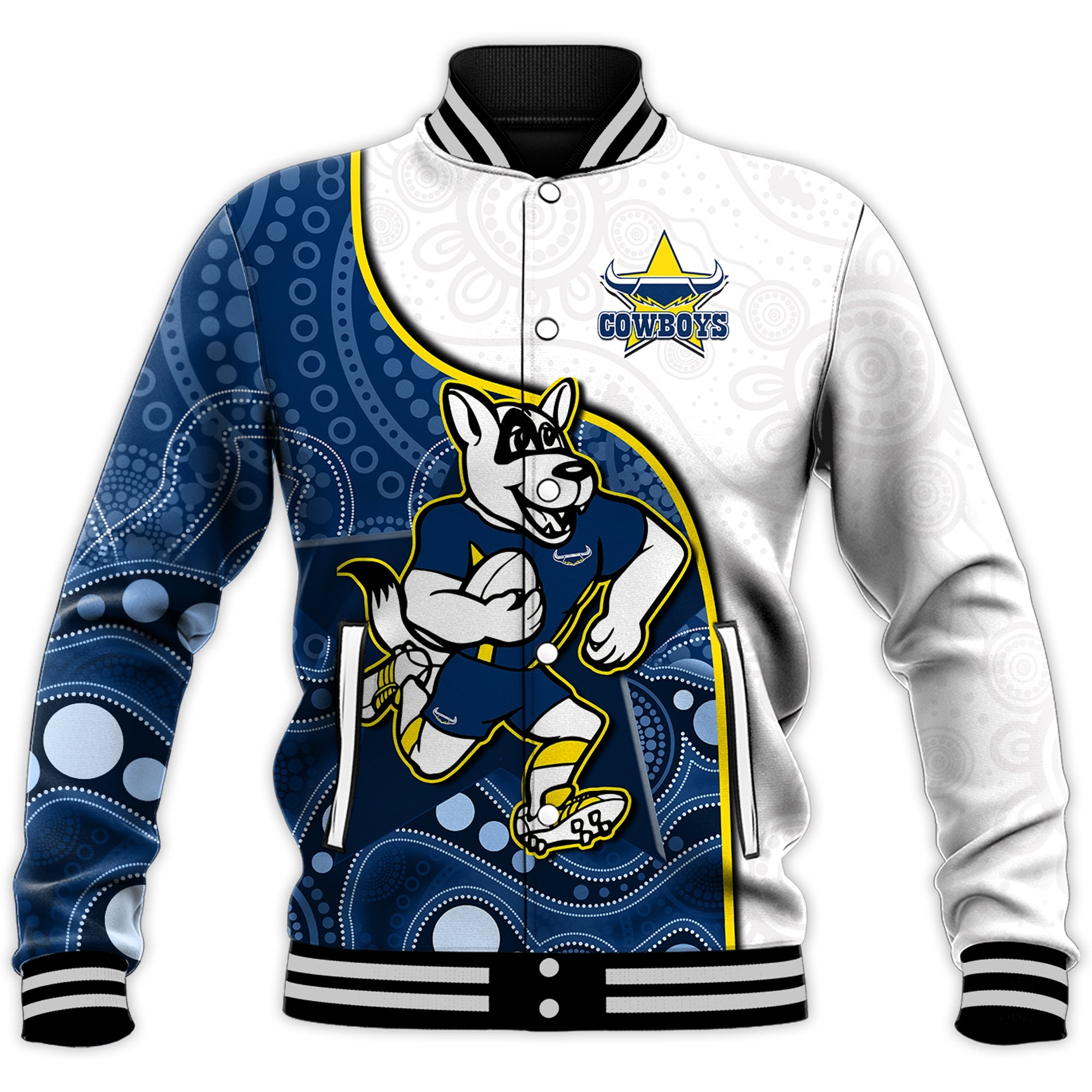 custom-text-and-number-cowboys-rugby-baseball-jacket-macost-indigenous-pattern-2022-premiers