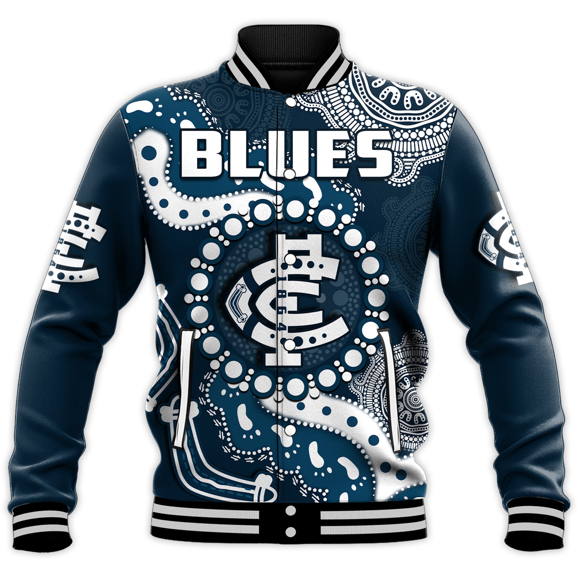 custom-text-and-number-carlton-football-baseball-jacket-blues-1864-boomerang-indigenous-artsy