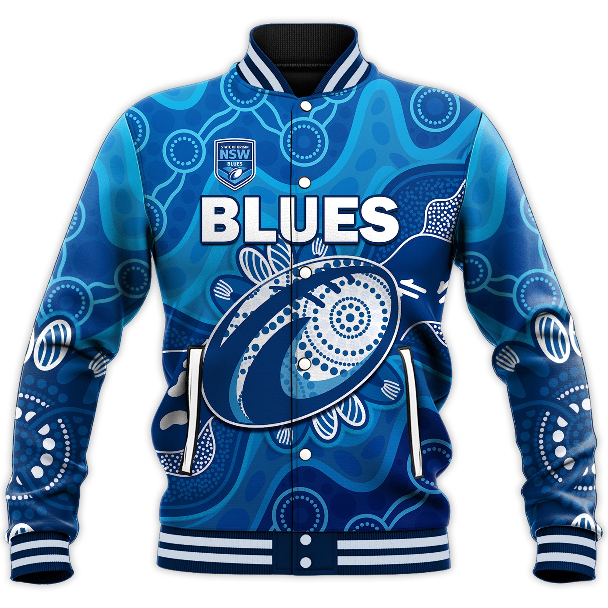 custom-text-and-number-nsw-blues-baseball-jacket-new-south-wales-aboriginal-art