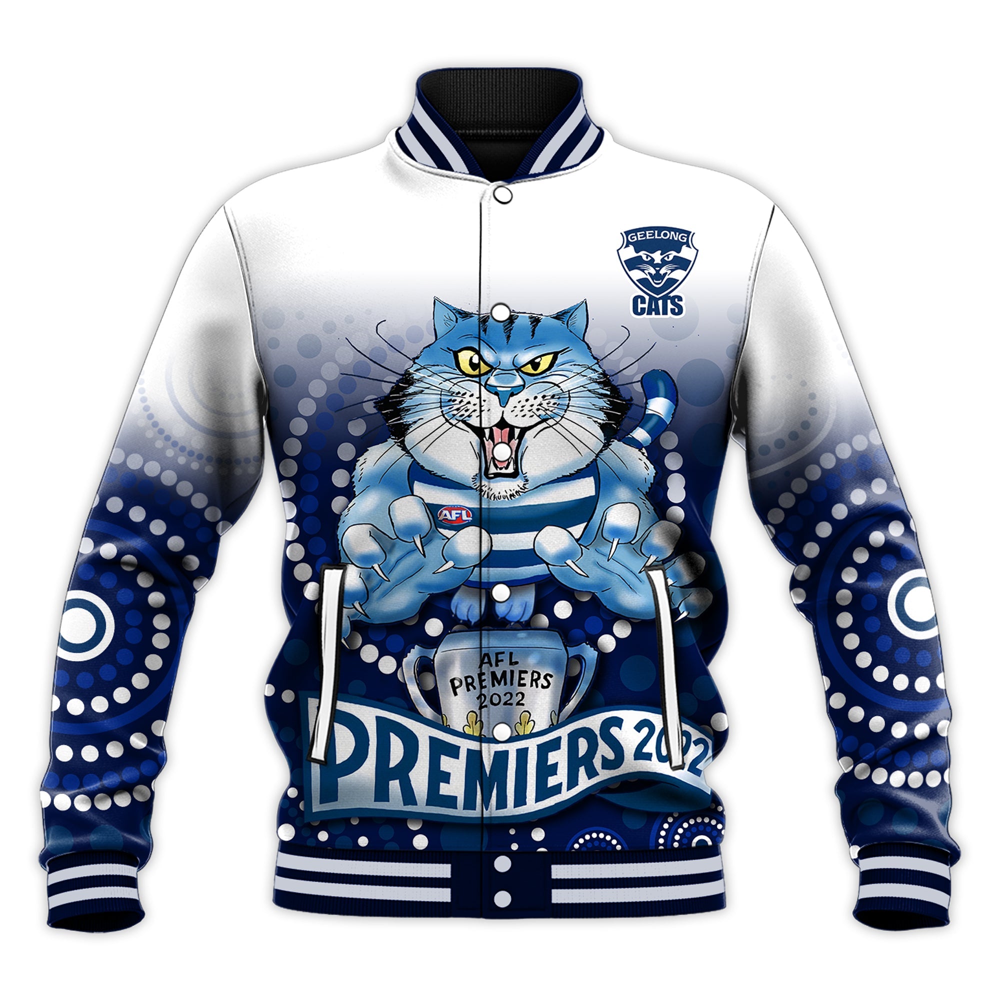 custom-text-and-number-cats-football-baseball-jacket-aboriginal-australian-premiers-2022-proud-geelong-cartoon