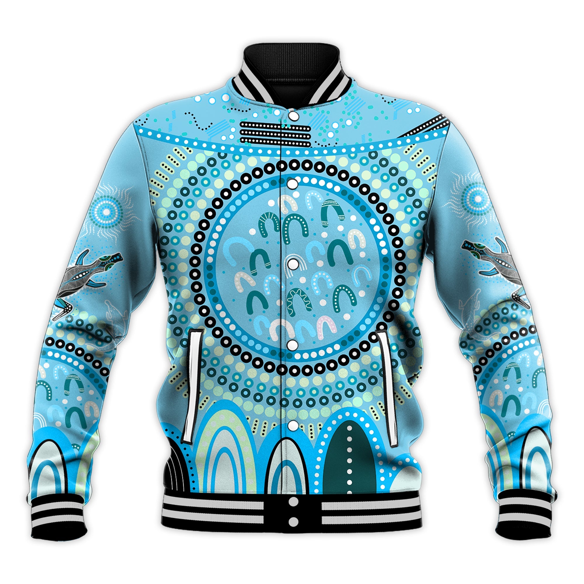 custom-text-and-number-aboriginal-stand-up-baseball-jacket-circle-dot-with-lizard-version-blue