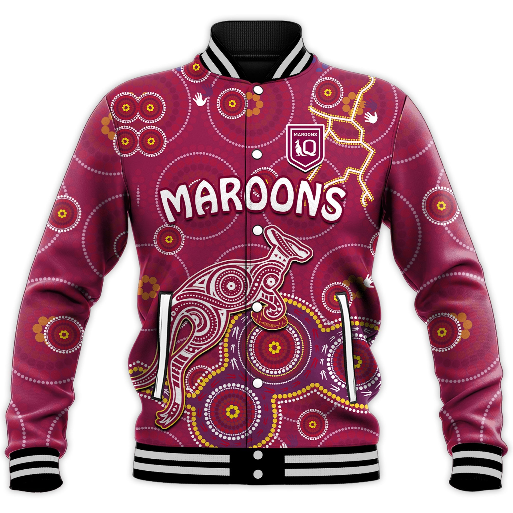 custom-text-and-number-maroons-rugby-baseball-jacket-kangaroo-indigenous-pattern-unique-version