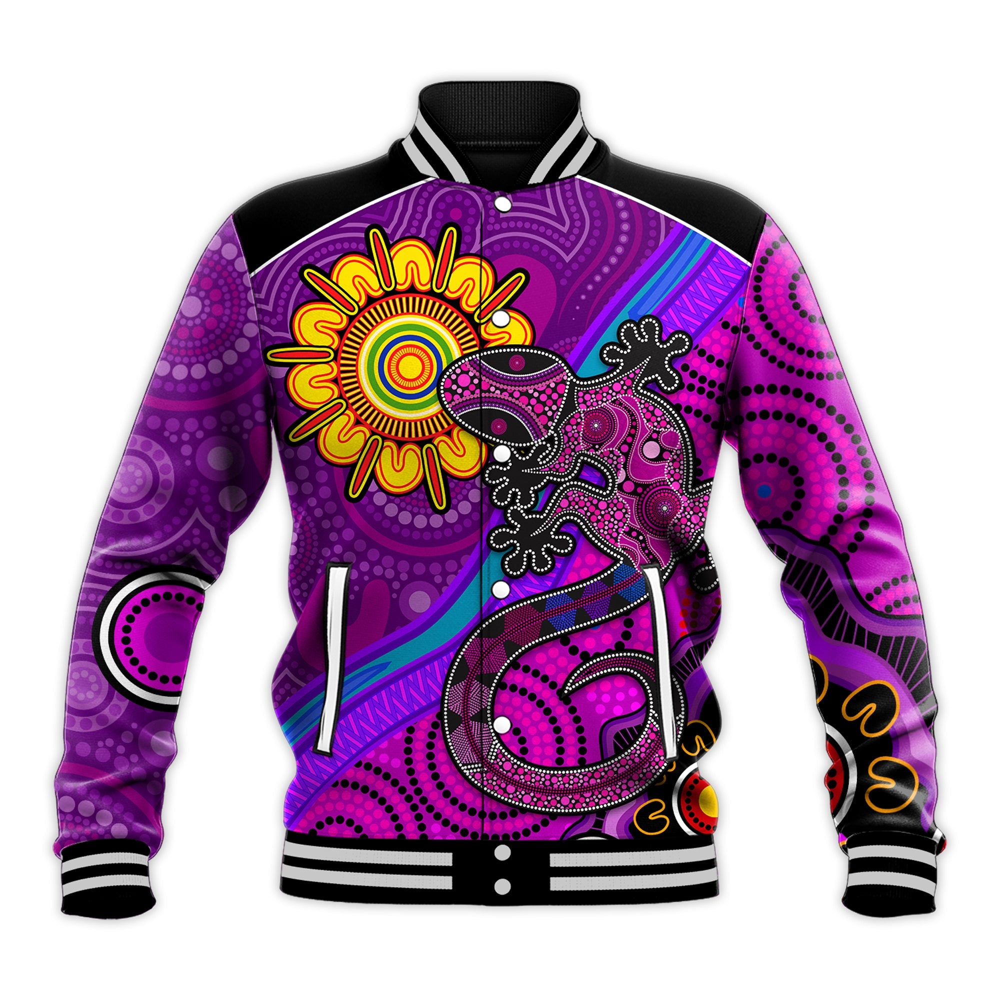 australia-lizard-and-sun-baseball-jacket-aboriginal-art-purple