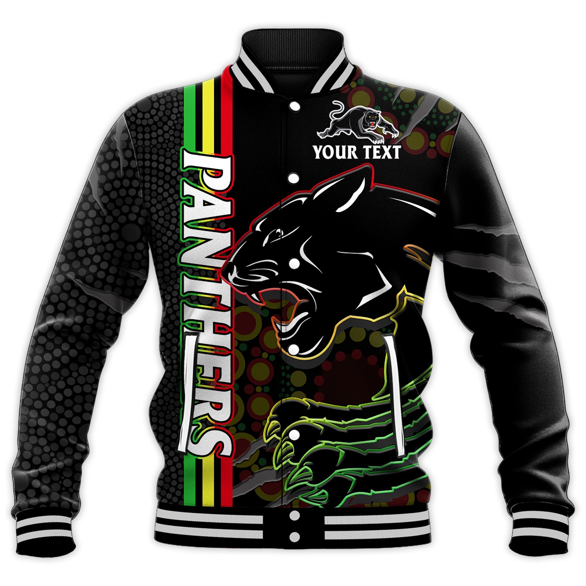 custom-text-and-number-penrith-panthers-rugby-baseball-jacket-the-mountain-men-aboriginal-art-dynamic