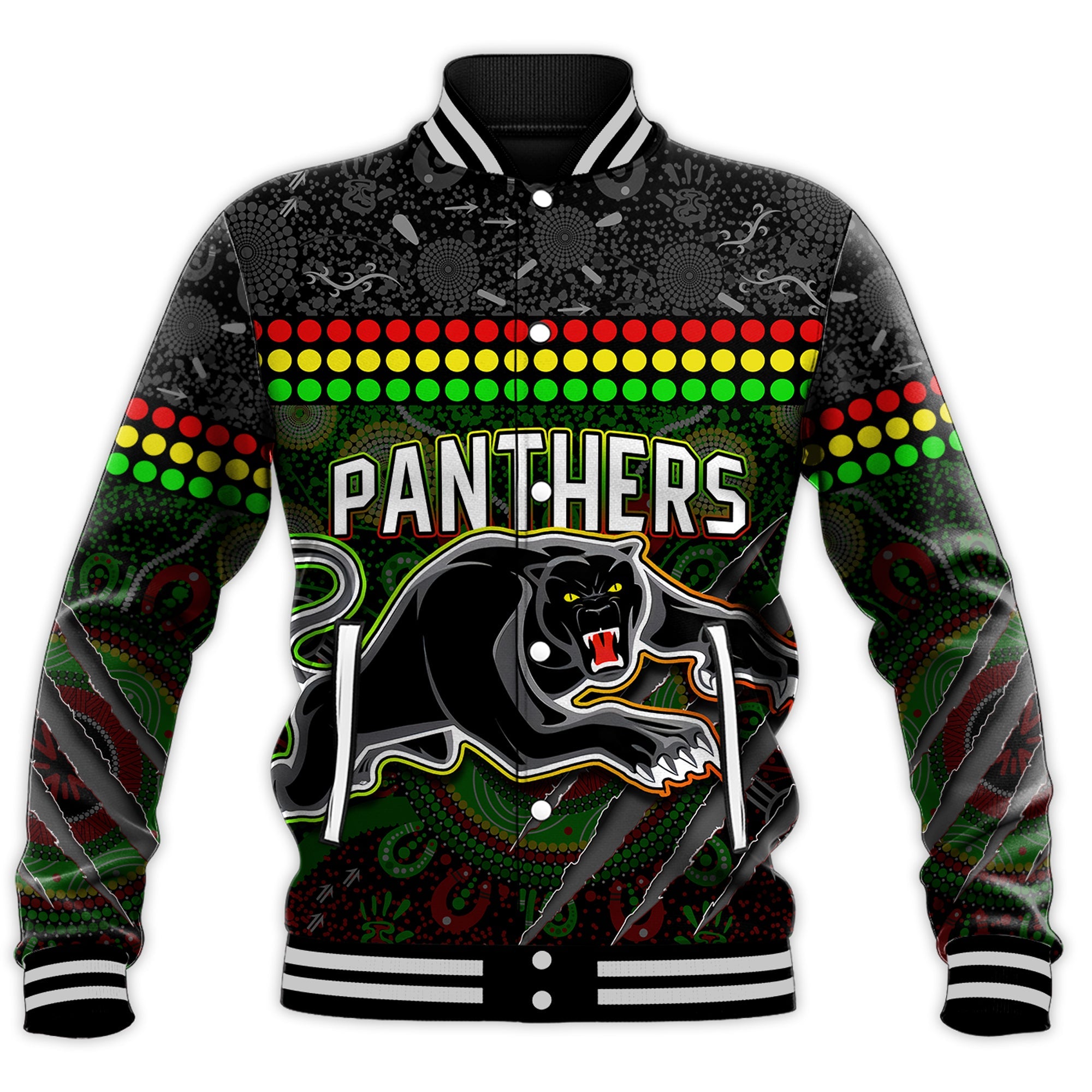 custom-text-and-number-panthers-baseball-jacket-premiers-2022-aboriginal