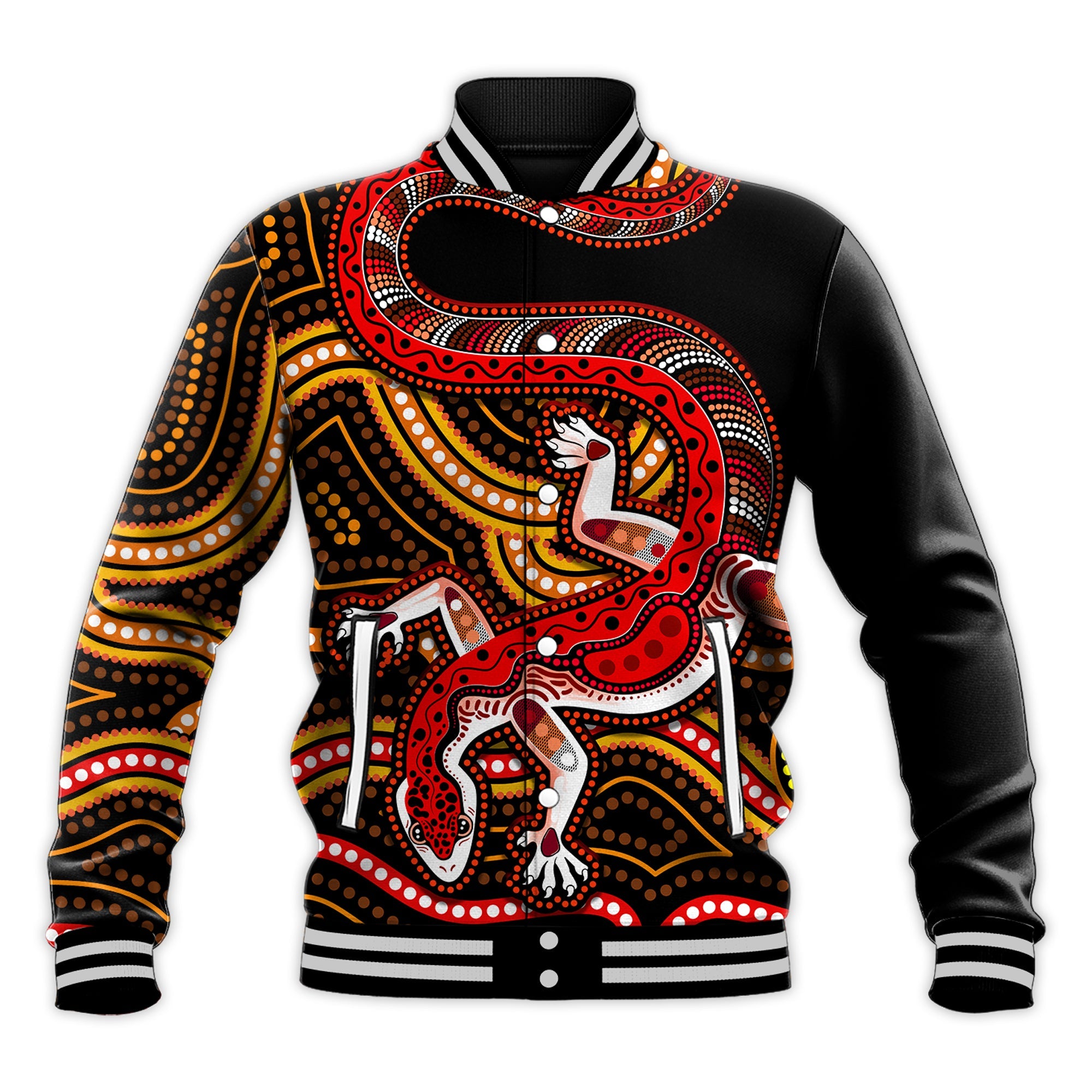 custom-personalised-aboriginal-art-lizard-baseball-jacket-you-are-number-one