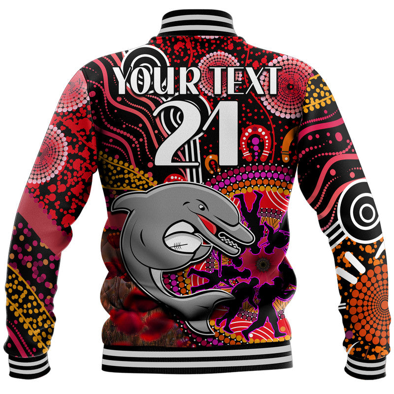 custom-personalised-dolphins-rugby-anzac-baseball-jacket-aboriginal-military-and-poppy-flowers