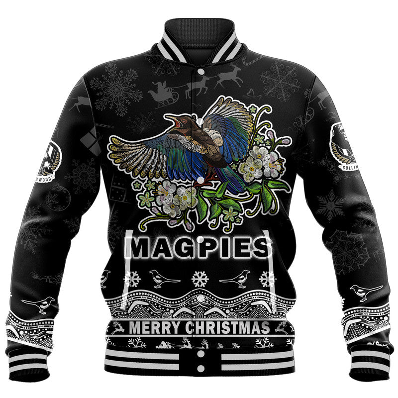 custom-personalised-and-number-collingwood-pies-unique-winter-season-baseball-jacket-magpies-merry-christmas