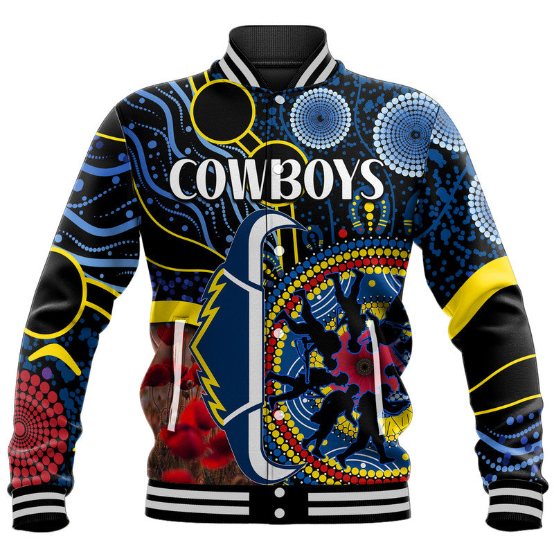 custom-personalised-cowboys-rugby-anzac-baseball-jacket-aboriginal-military-and-poppy-flowers