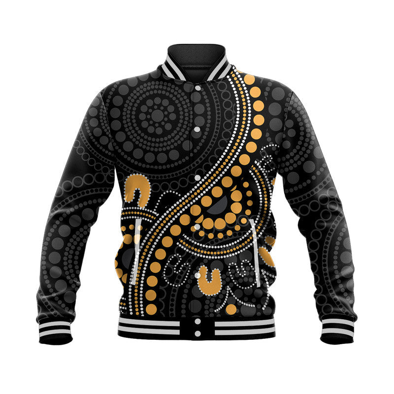 Aboriginal Baseball Jacket Black Aboriginal Dot Art Version LT9