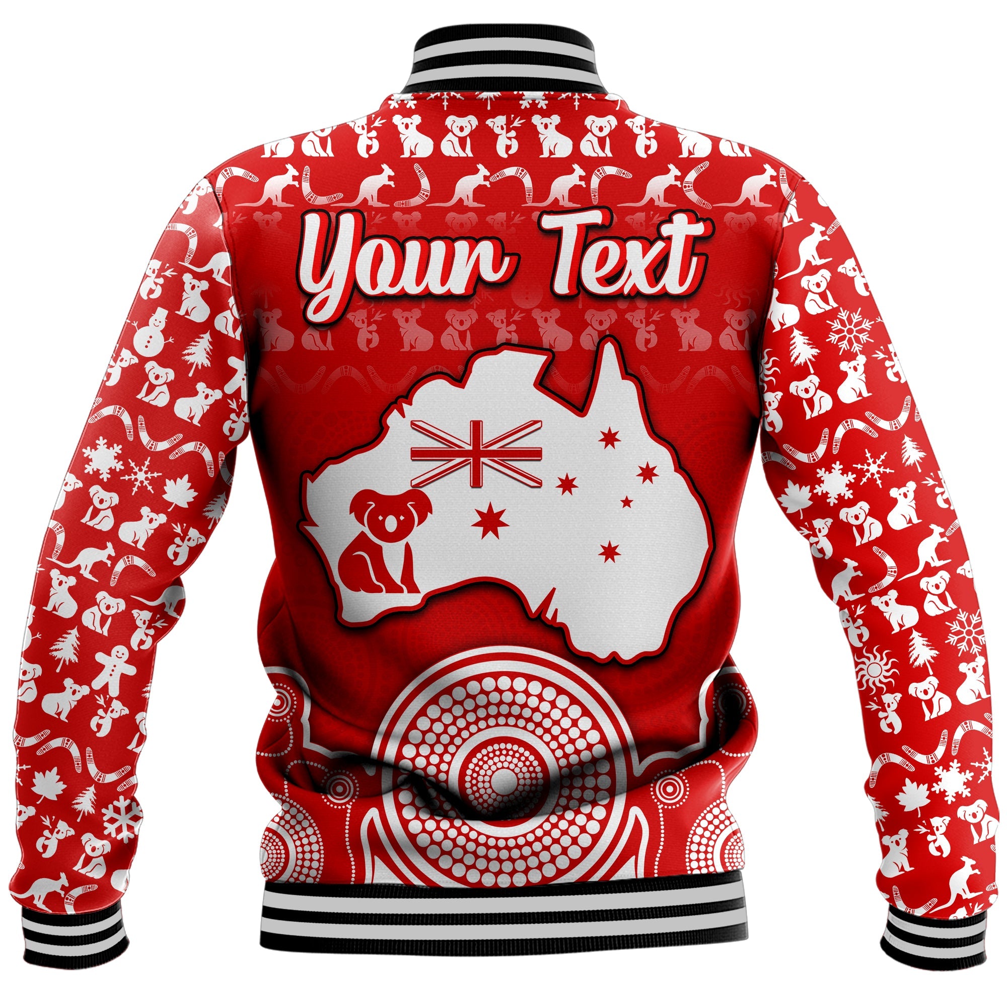 custom-personalised-australian-koala-christmas-vibe-with-aboriginal-dot-painting-style-no2-baseball-jacket