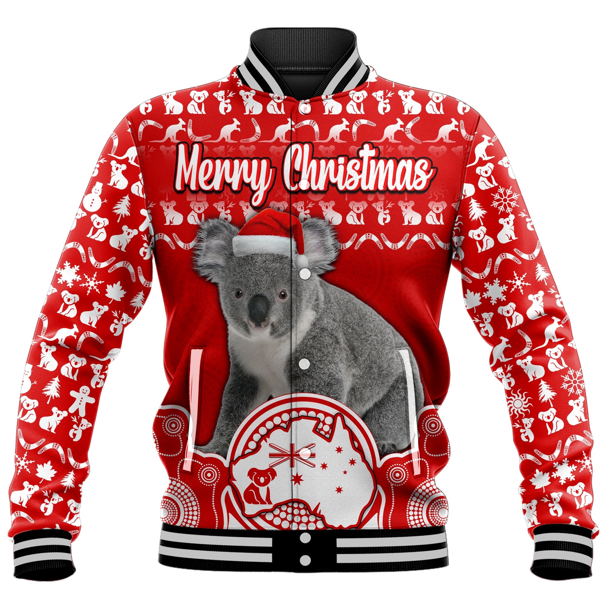 custom-personalised-australian-koala-christmas-vibe-with-aboriginal-dot-painting-style-no2-baseball-jacket