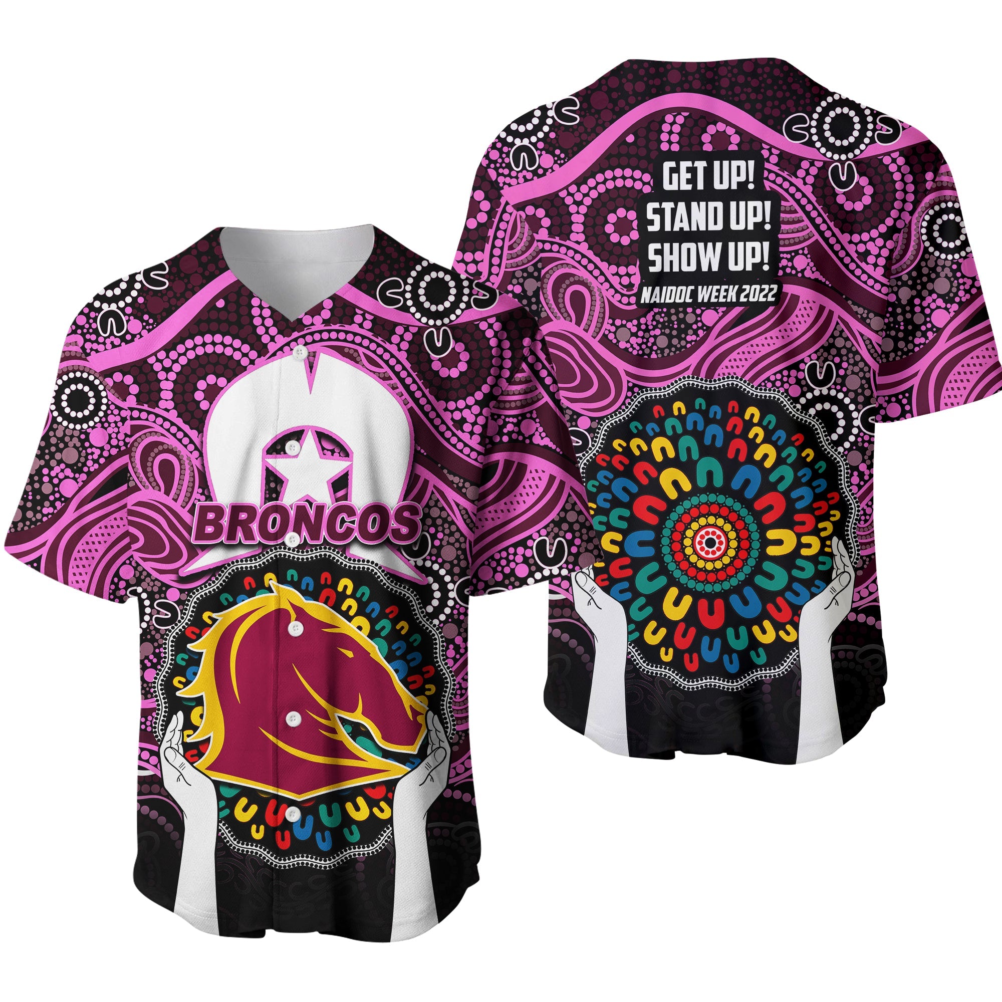 Broncos NAIDOC Week 2022 Baseball Jersey Pink Style