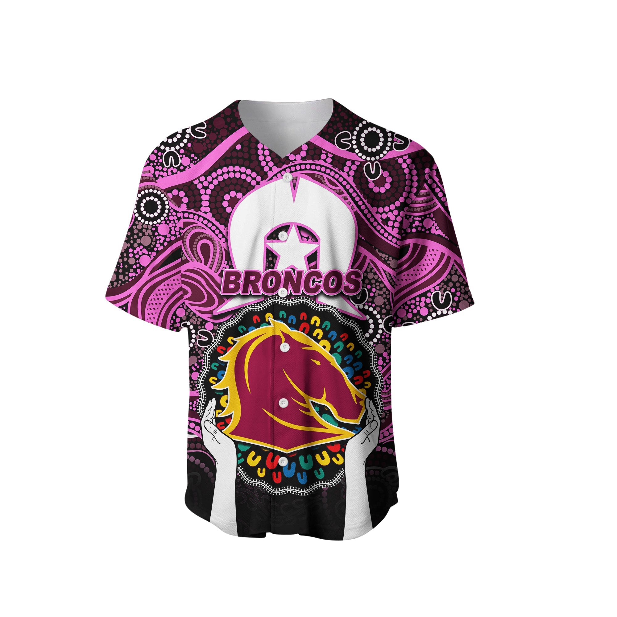 Broncos NAIDOC Week 2022 Baseball Jersey Pink Style LT6