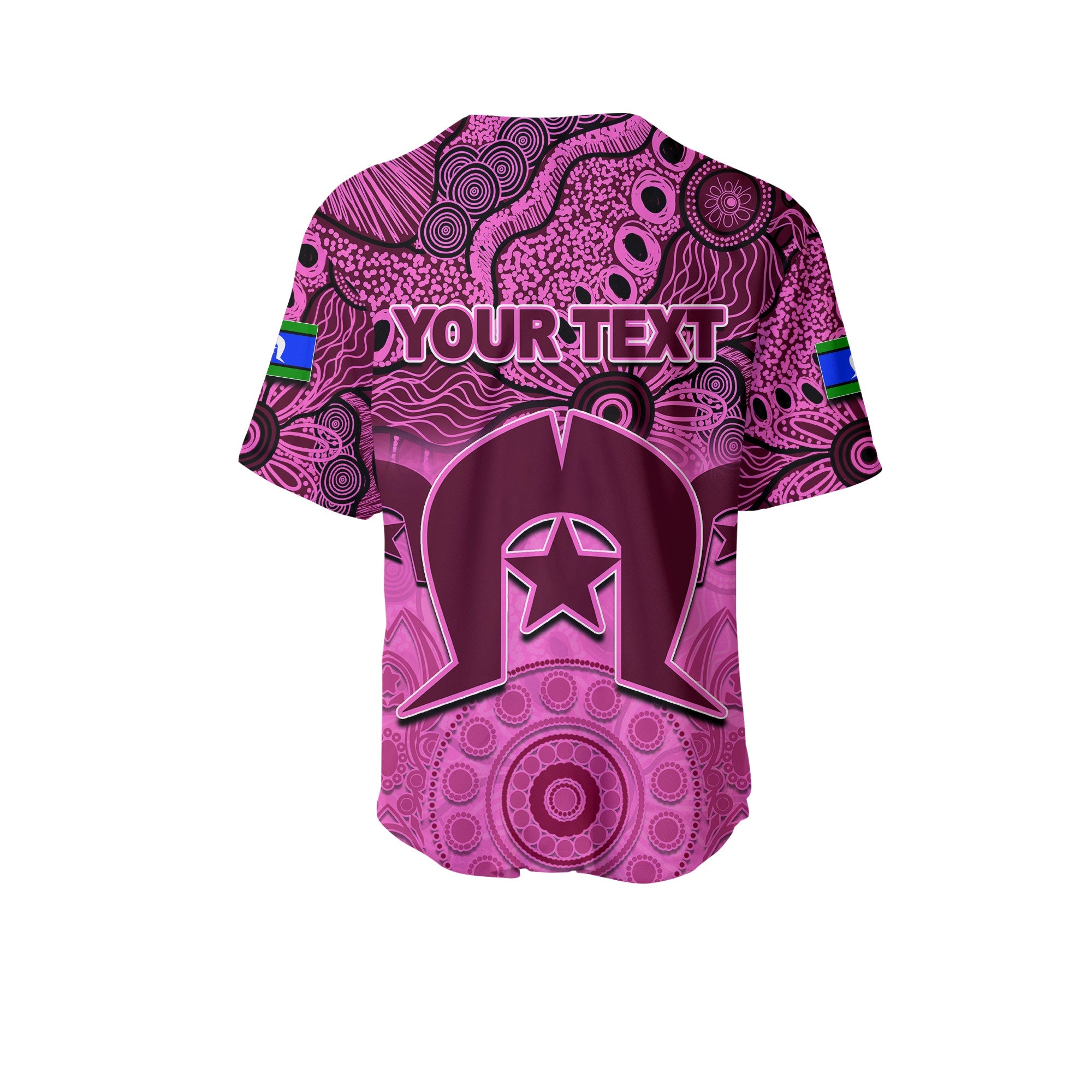 (Custom Personalised) Broncos Torres Strait Islanders Mix Aboriginal Baseball Jersey Pink Style LT6