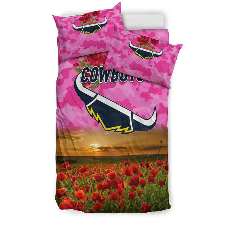 north-queensland-cowboys-anzac-2022-bedding-set-poppy-flowers-vibes-pink