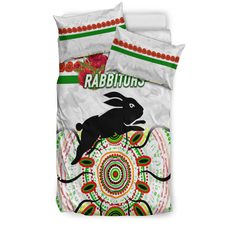 south-sydney-rabbitohs-anzac-2022-bedding-set-indigenous-vibes-white