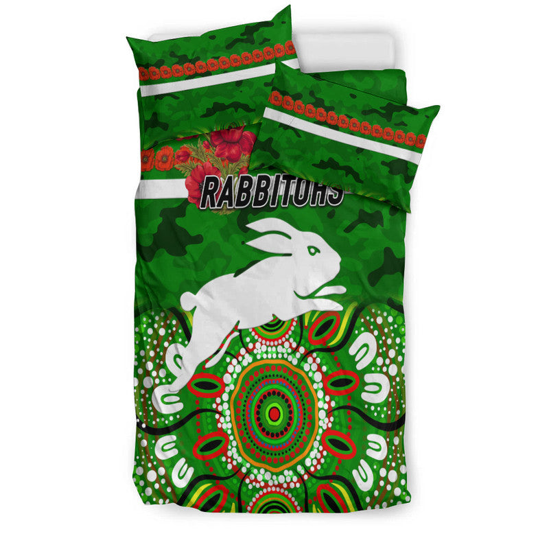 south-sydney-rabbitohs-anzac-2022-bedding-set-indigenous-vibes-green