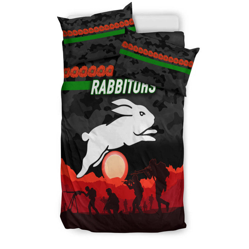 south-sydney-rabbitohs-anzac-2022-bedding-set-simple-style-black