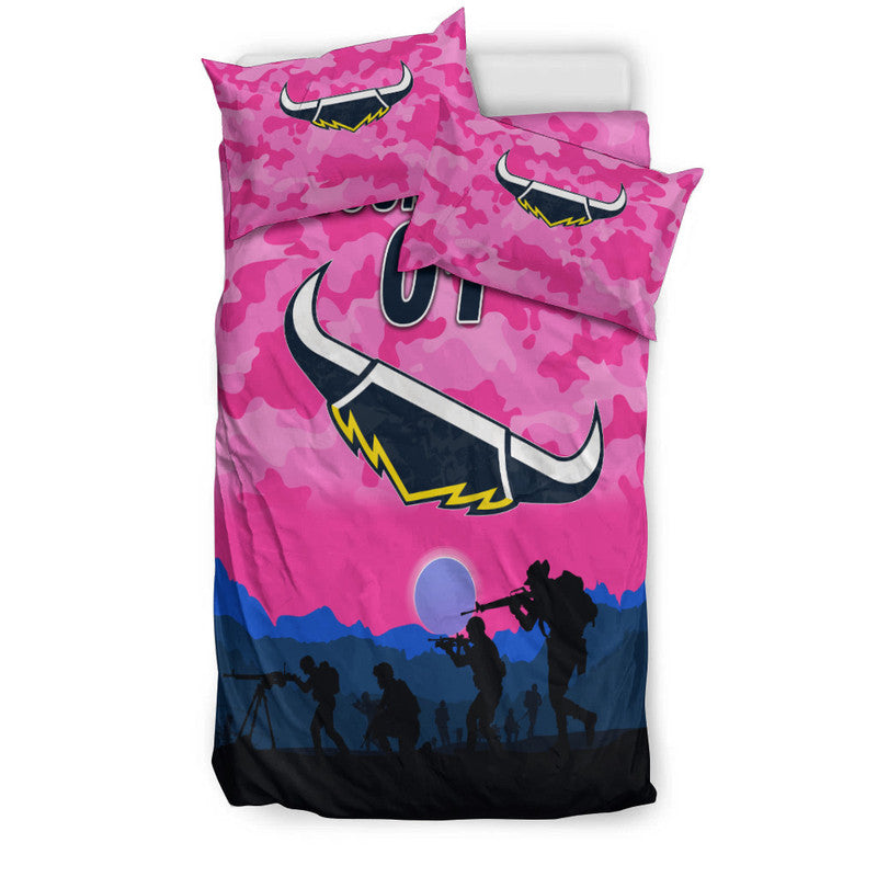 custom-personalised-north-queensland-cowboys-anzac-2022-bedding-set-simple-style-pink