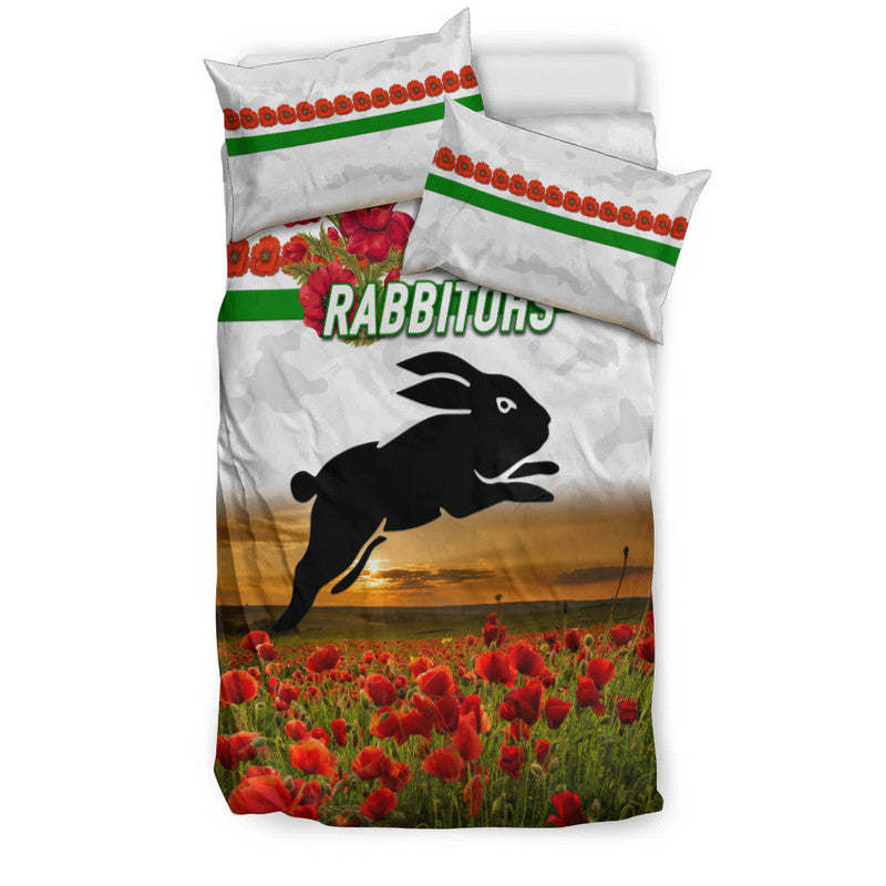 south-sydney-rabbitohs-anzac-2022-bedding-set-poppy-flowers-vibes-white