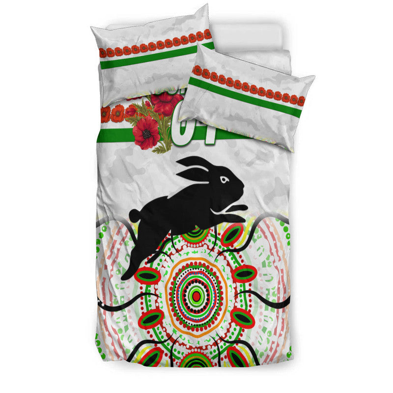 custom-personalised-south-sydney-rabbitohs-anzac-2022-bedding-set-indigenous-vibes-white