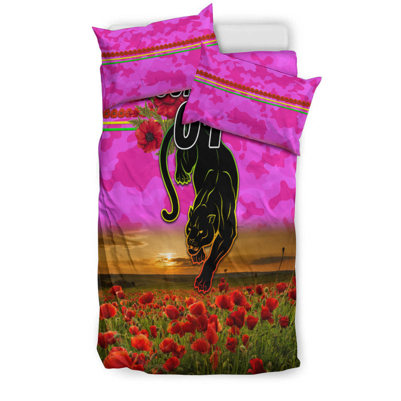 custom-personalised-penrith-panthers-anzac-2022-bedding-set-poppy-flowers-vibes-pink