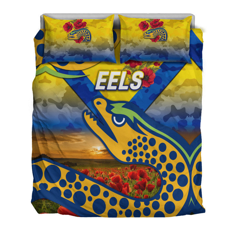 parramatta-eels-anzac-2022-bedding-set-poppy-flowers-vibes-gold