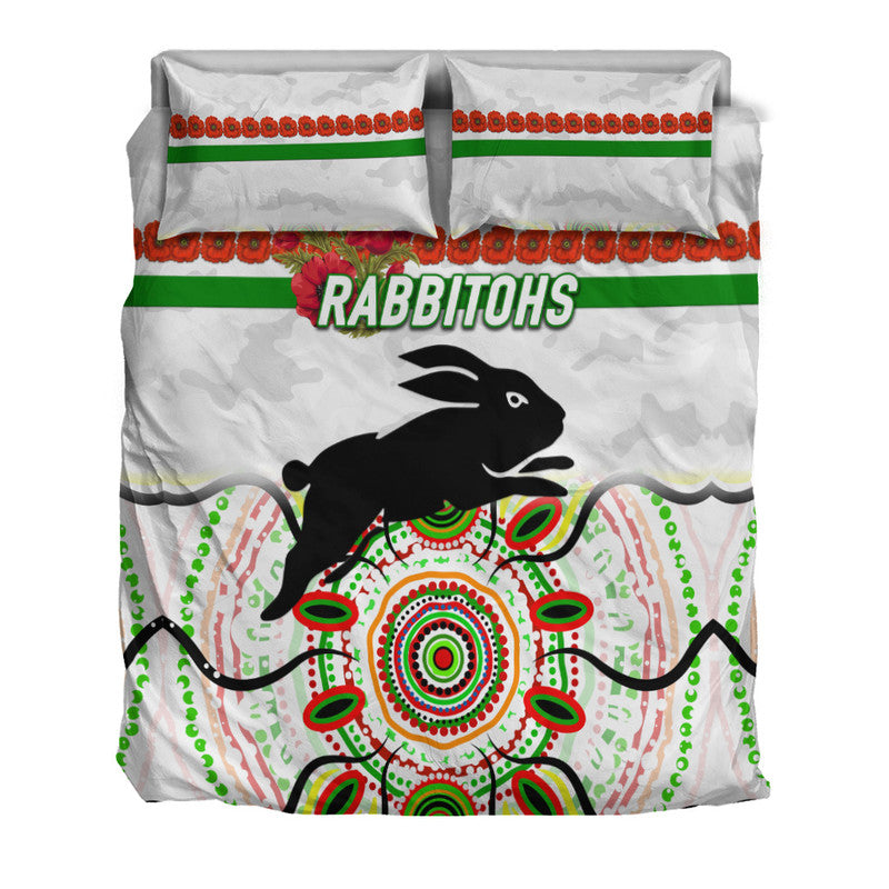 south-sydney-rabbitohs-anzac-2022-bedding-set-indigenous-vibes-white