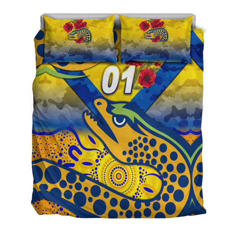 custom-personalised-parramatta-eels-anzac-2022-bedding-set-indigenous-vibes-gold