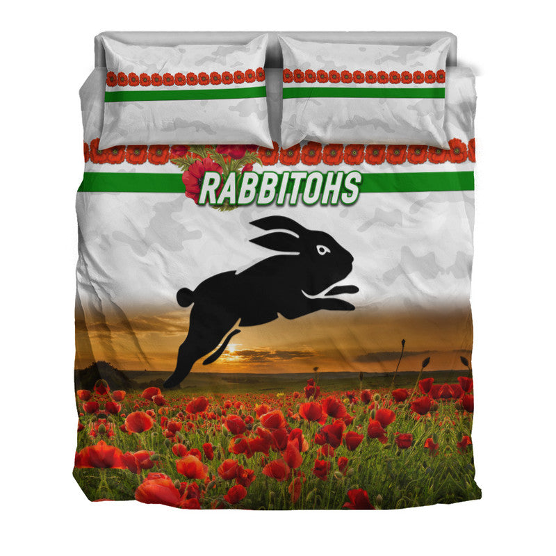 south-sydney-rabbitohs-anzac-2022-bedding-set-poppy-flowers-vibes-white