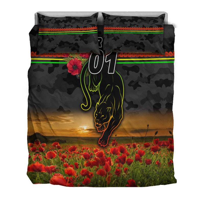 custom-personalised-penrith-panthers-anzac-2022-bedding-set-poppy-flowers-vibes-black