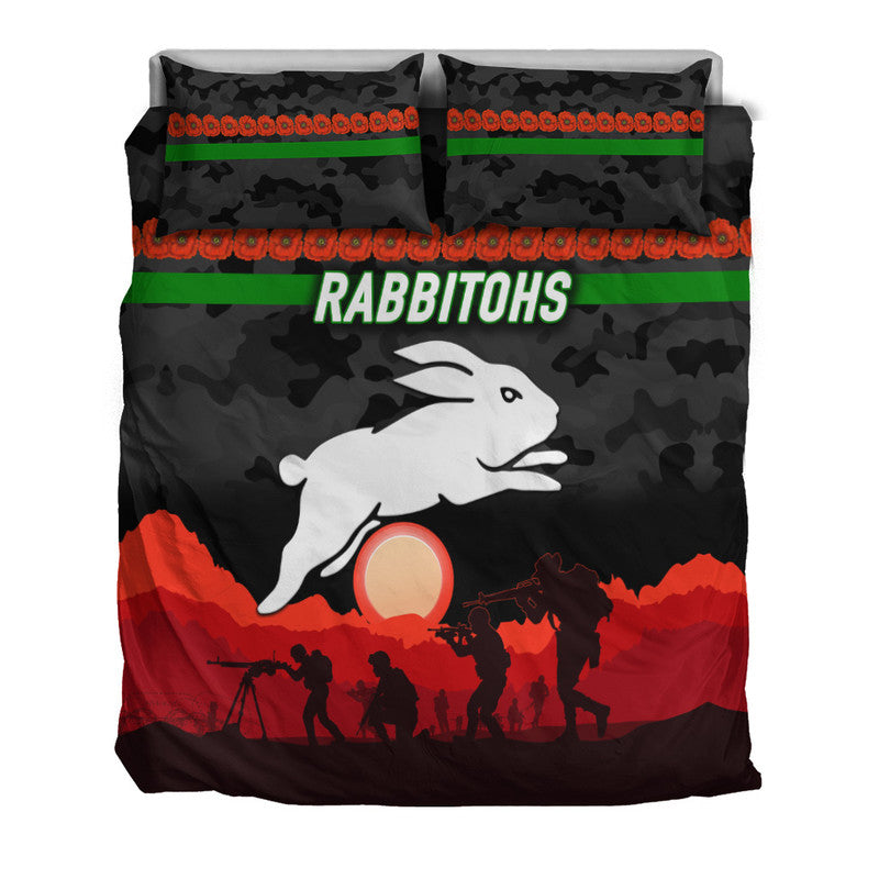 south-sydney-rabbitohs-anzac-2022-bedding-set-simple-style-black