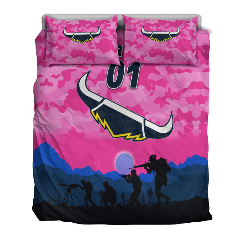 custom-personalised-north-queensland-cowboys-anzac-2022-bedding-set-simple-style-pink