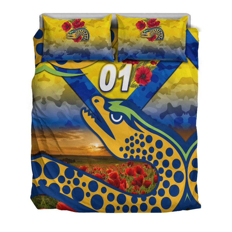 custom-personalised-parramatta-eels-anzac-2022-bedding-set-poppy-flowers-vibes-gold