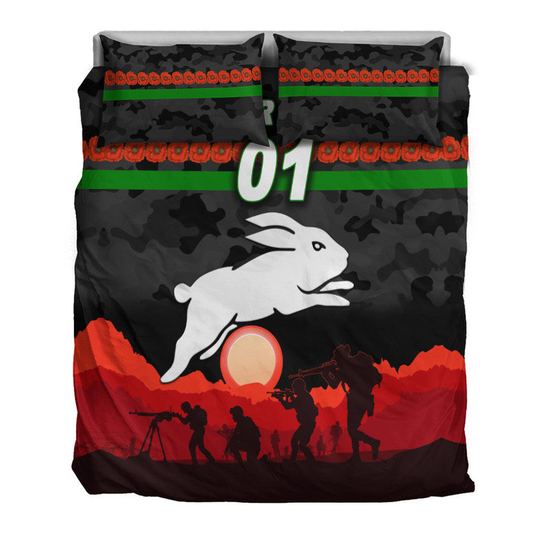 custom-personalised-south-sydney-rabbitohs-anzac-2022-bedding-set-simple-style-black