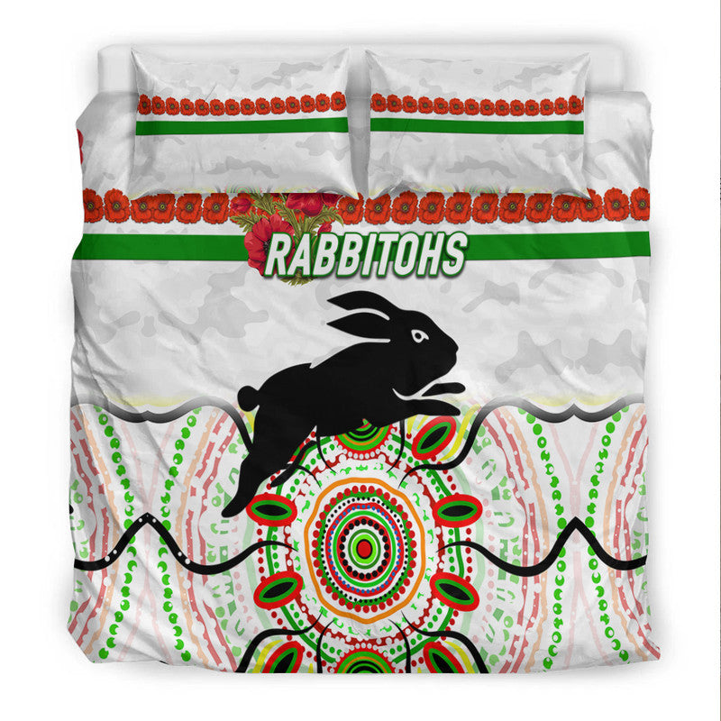 south-sydney-rabbitohs-anzac-2022-bedding-set-indigenous-vibes-white