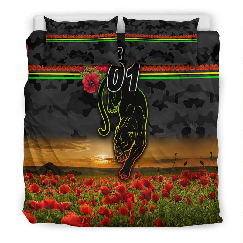 custom-personalised-penrith-panthers-anzac-2022-bedding-set-poppy-flowers-vibes-black