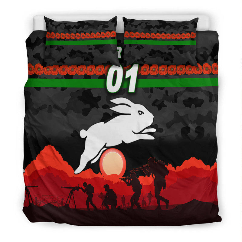 custom-personalised-south-sydney-rabbitohs-anzac-2022-bedding-set-simple-style-black