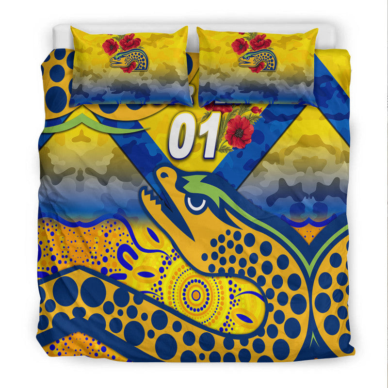 custom-personalised-parramatta-eels-anzac-2022-bedding-set-indigenous-vibes-gold