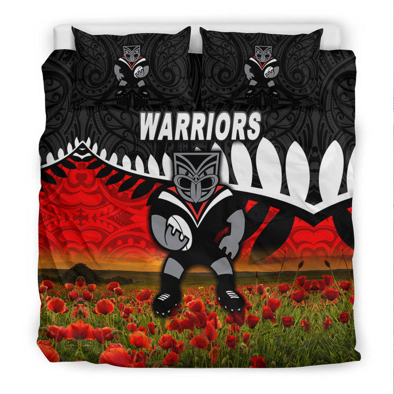 new-zealand-warriors-anzac-2022-bedding-set-maori-poppy-flowers-vibes