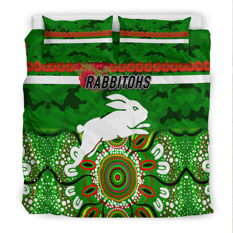 south-sydney-rabbitohs-anzac-2022-bedding-set-indigenous-vibes-green