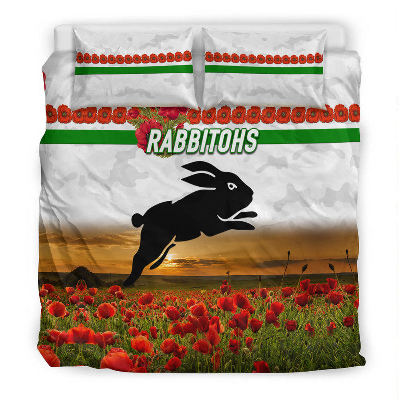 south-sydney-rabbitohs-anzac-2022-bedding-set-poppy-flowers-vibes-white